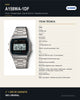 Reloj Hombre/Mujer CASIO A158WA-1DF Vintage Digital, Caja Plateada, Brazalete de Acero - imagen 5