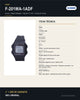 Reloj Hombre/Mujer CASIO F-201WA-1ADF Digital Negro Delgado, 5 Alarmas - ficha técnica