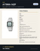 Reloj Hombre/Mujer CASIO A178WA-1ADF Vintage Digital, Hora Dual, Brazalete de Acero - ficha técnica
