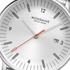 Mondaine Doppio 41 mm - detalle de esfera blanco roto con cepillado circular