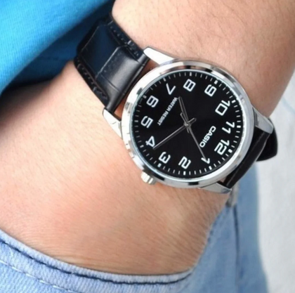 Reloj Hombre CASIO Clásico Cuero NEGRO Cuarzo