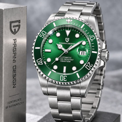 Reloj Hombre Pagani SUBMARINER GREEN Maquinaria Automatica Seiko, Acero Quirurgico, 100% Original