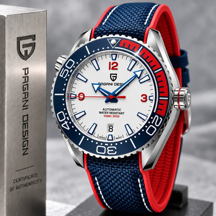 Reloj Hombre PAGANI SEAMASTER SPORT BLUE Maquinaria Automática Acero Quirúrgico Cristal de Zafiro