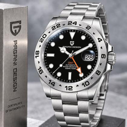 Reloj Hombre PAGANI GMT EXPLORER 2 BLACK Automático Cristal de Zafiro