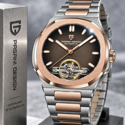 Reloj Hombre PAGANI NAUTILUS TOURBILLON Automático Corazón Abierto Bicolor, Sumergible 100m