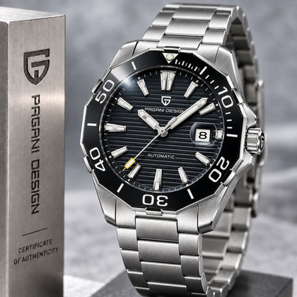 Reloj Hombre PAGANI AQUARACER BLACK Automatico Mov Seiko, Cristal de Zafiro