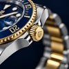 Pagani Submariner Bicolor Azul - detalle de la corona