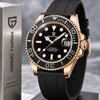 Reloj Hombre PAGANI Yacht Master Gold Automático, Bisel Negro, Correa de Caucho