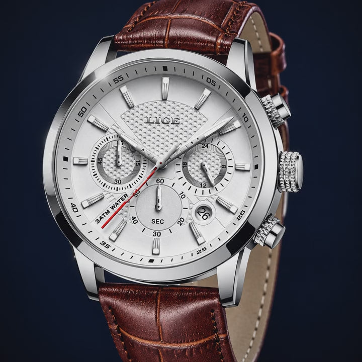 Video de detalle del reloj LIGE Chronos Silver White