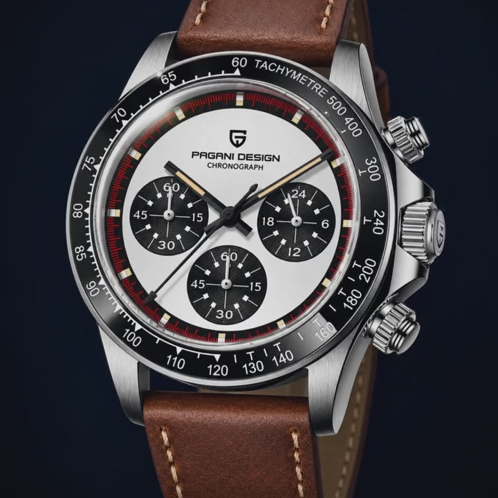 Video de detalle del reloj Pagani Daytona Paul Newman Cuero