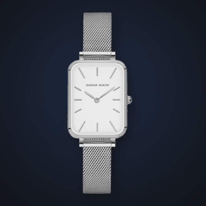 Video de detalle del reloj Hannah Martin Elena Blanco Plateado