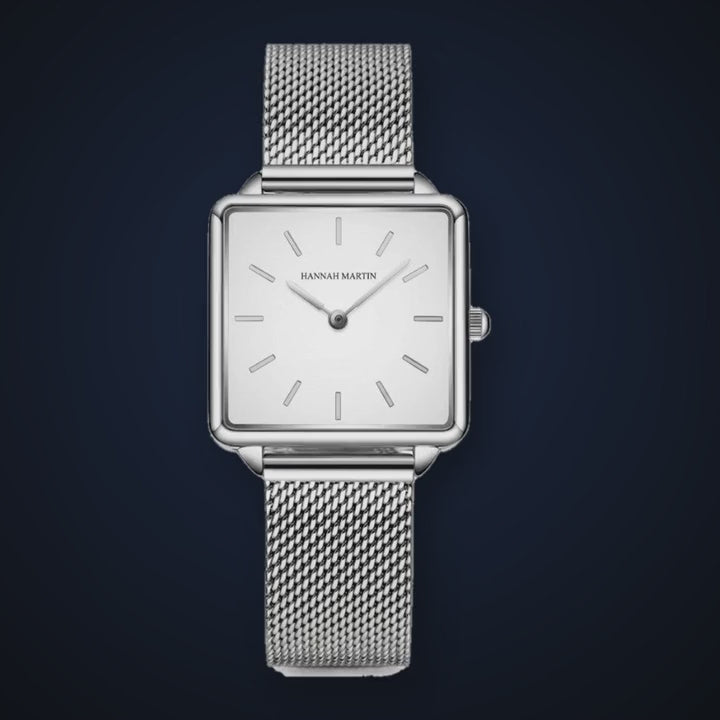 Video de detalle del reloj Hannah Martin Almendra Plateado Malla
