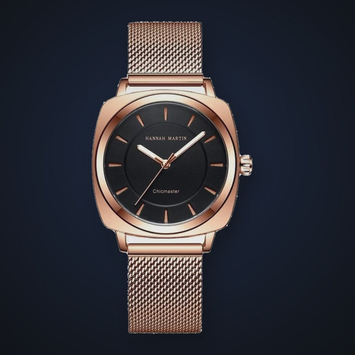 Video de detalle del reloj Hannah Martin Leonor Negro Oro Rosa