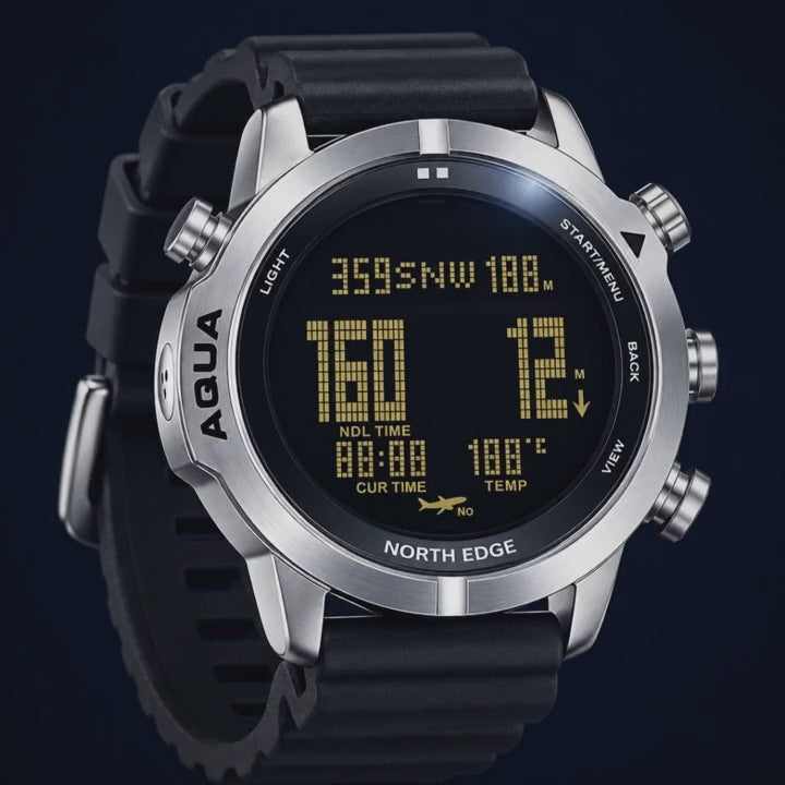 Video de detalle del reloj North Edge Aqua Black
