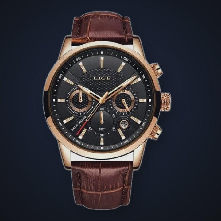 Video de detalle del reloj LIGE Chronos Black Gold
