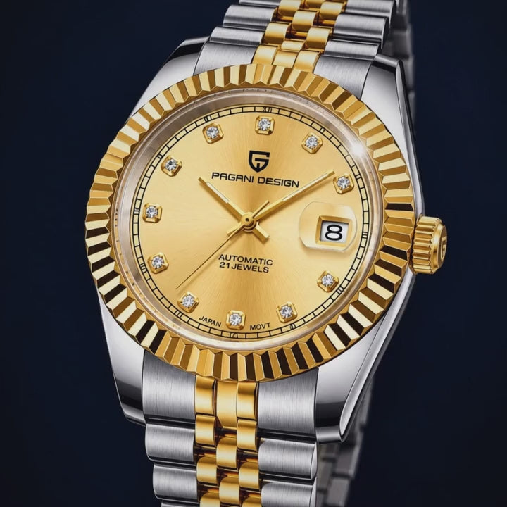 Video de detalle del reloj Pagani Datejust Dorado
