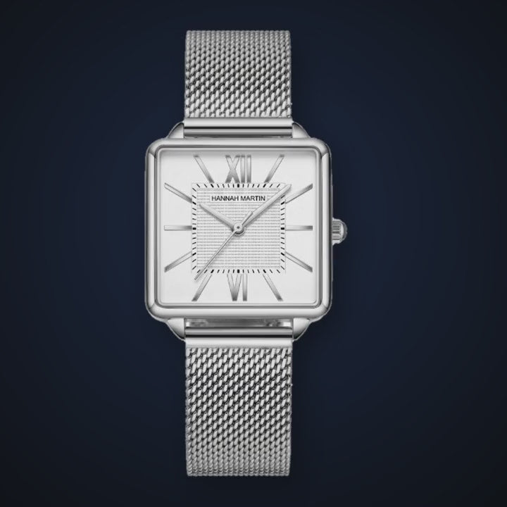Video de detalle del reloj Hannah Martin Catalina Plateado Malla