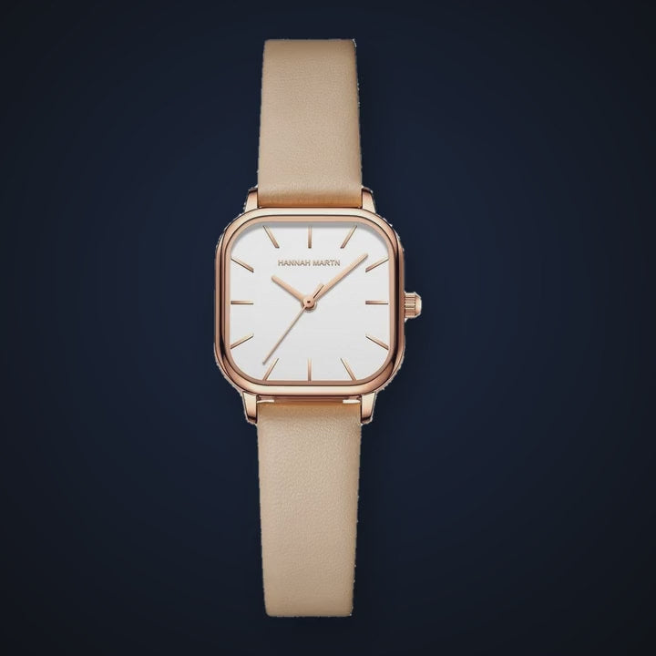 Video de detalle del reloj Hannah Martin Rita Blanco Cuero