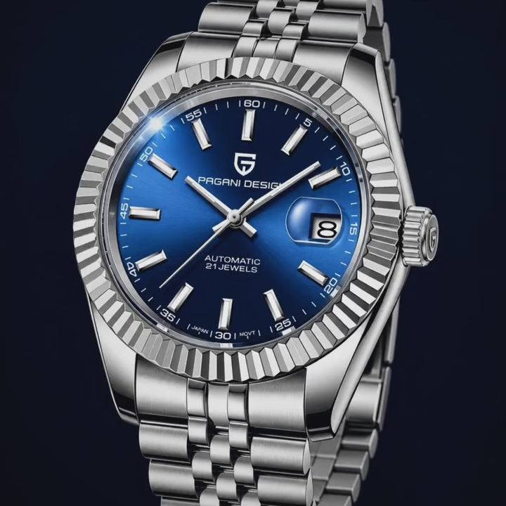 Video de detalle del reloj Pagani Datejust President Blue
