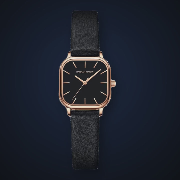 Video de detalle del reloj Hannah Martin Rita Negro Cuero