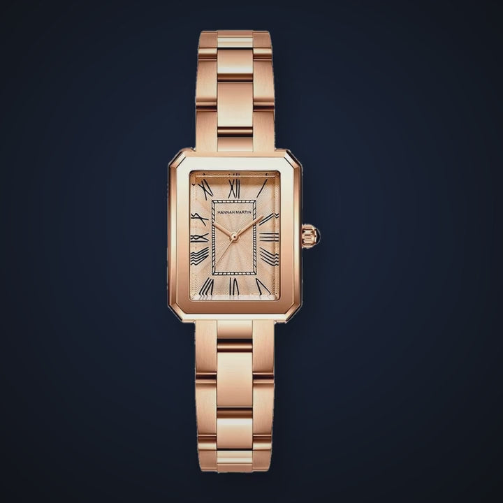 Video de detalle del reloj Hannah Martin Lupe Oro Rosa Brazalete