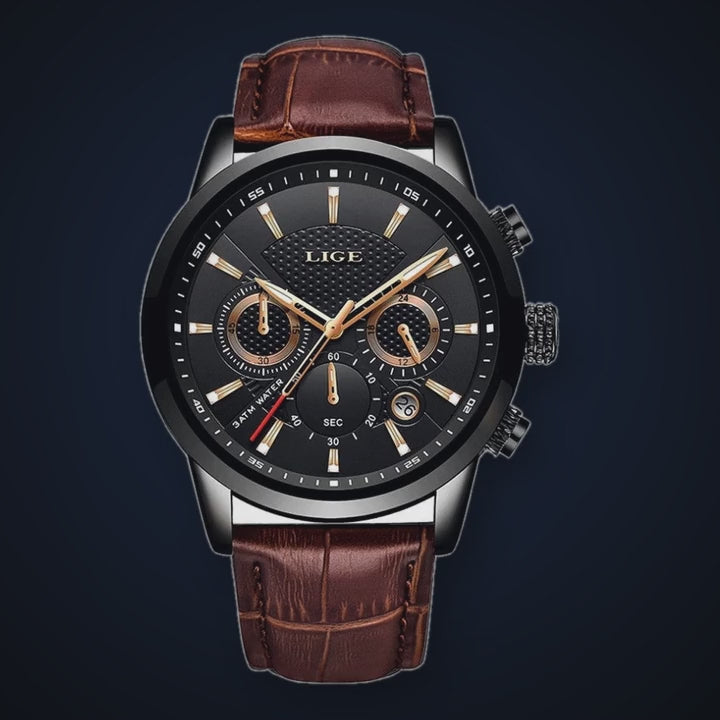Video de detalle del reloj LIGE Chronos Black
