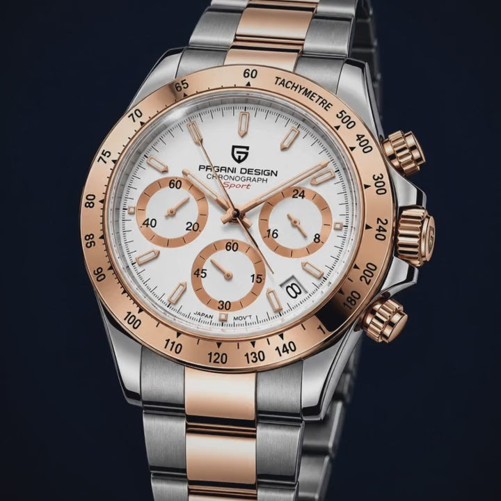 Video de detalle del reloj Pagani Daytona Gold