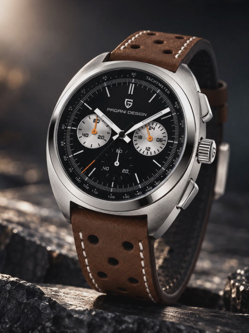 Reloj PAGANI Donatello cronógrafo con correa de cuero café