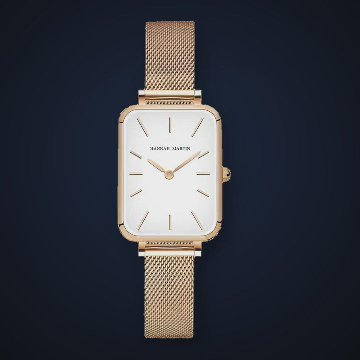 Video de detalle del reloj Hannah Martin Elena Blanco Oro Rosa