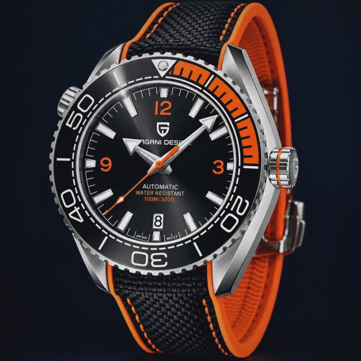 Video de detalle del reloj Pagani Seamaster Sport Black/Orange