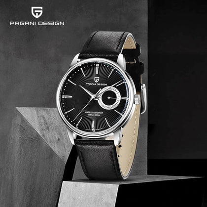 Reloj Hombre PAGANI ESTRATO Clásico Cuarzo Maquinaria Seiko Cuero Negro Genuino