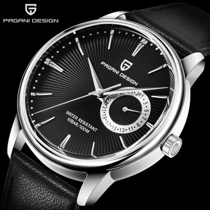 Reloj Hombre PAGANI ESTRATO Clásico Cuarzo Maquinaria Seiko Cuero Negro Genuino