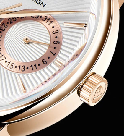 Reloj Hombre PAGANI ESTRATO Clásico Cuarzo Maquinaria Seiko Cuero Cafe Genuino